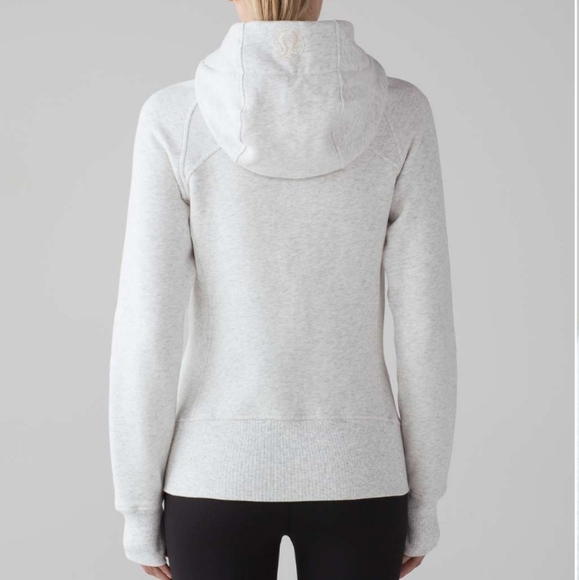 Lululemon Scuba Hoodie Cotton Fleece Heathered White Hooded Sweatshirt Sz 2 - Picture 3 of 15